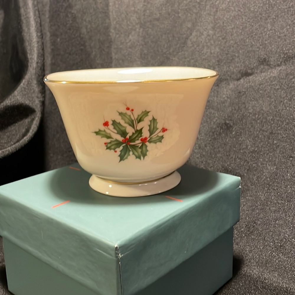 Small square holiday Lenox bowl.